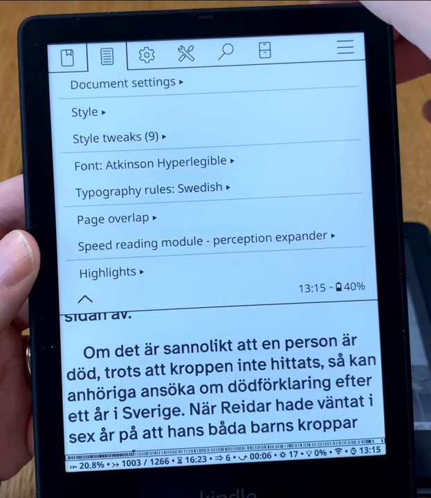 Menu texte